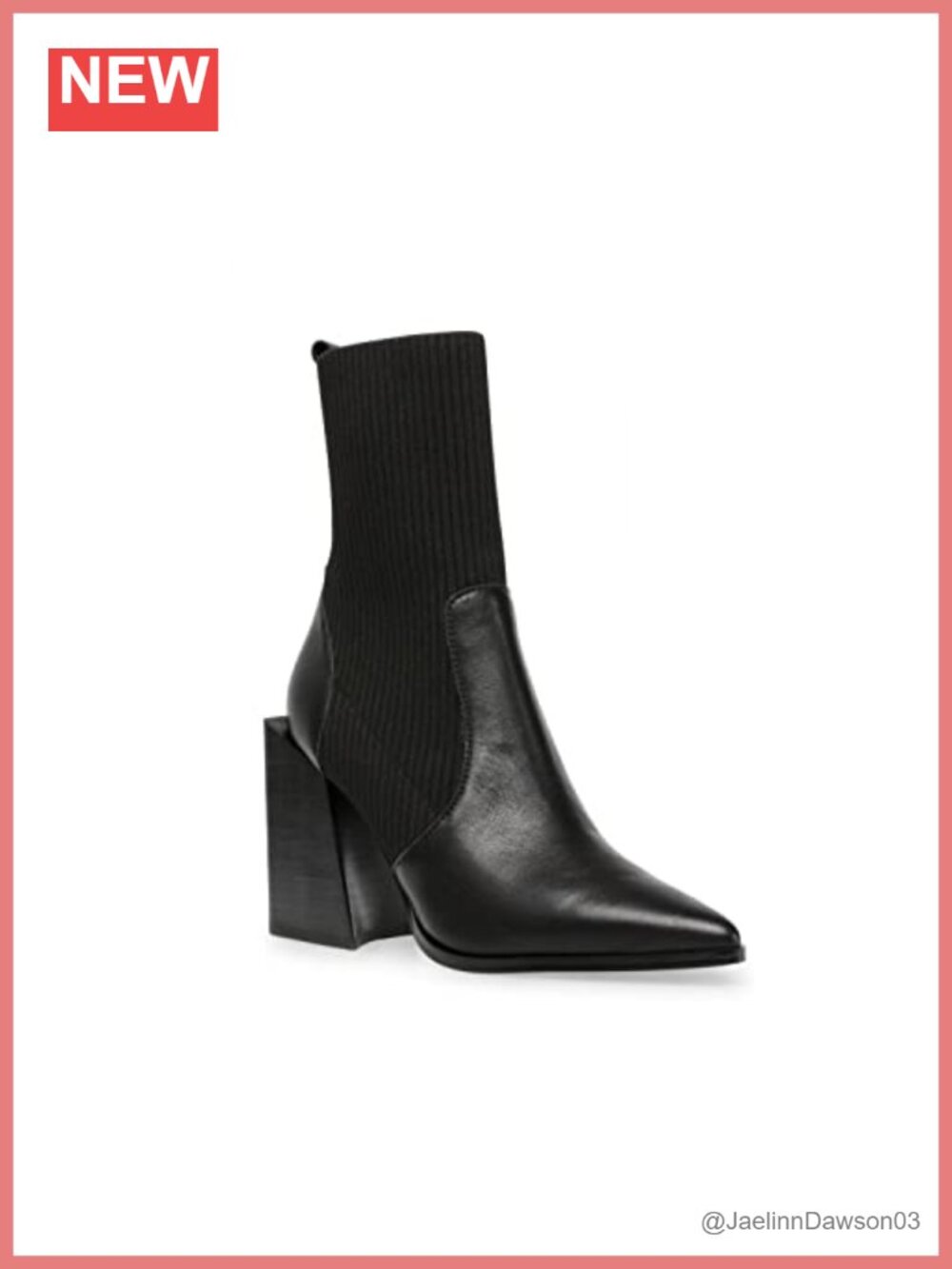 Faux Leather Suede Chunky Heel Ankle Booties Pointed Toe Knit Sock Boots Slip On